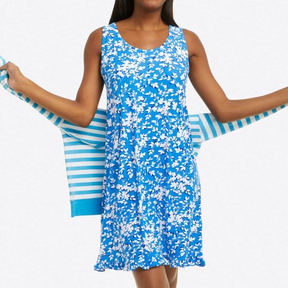 Draper James Ruffle Nightie in Blue Shadow Floral Size Small - Picture 1 of 8